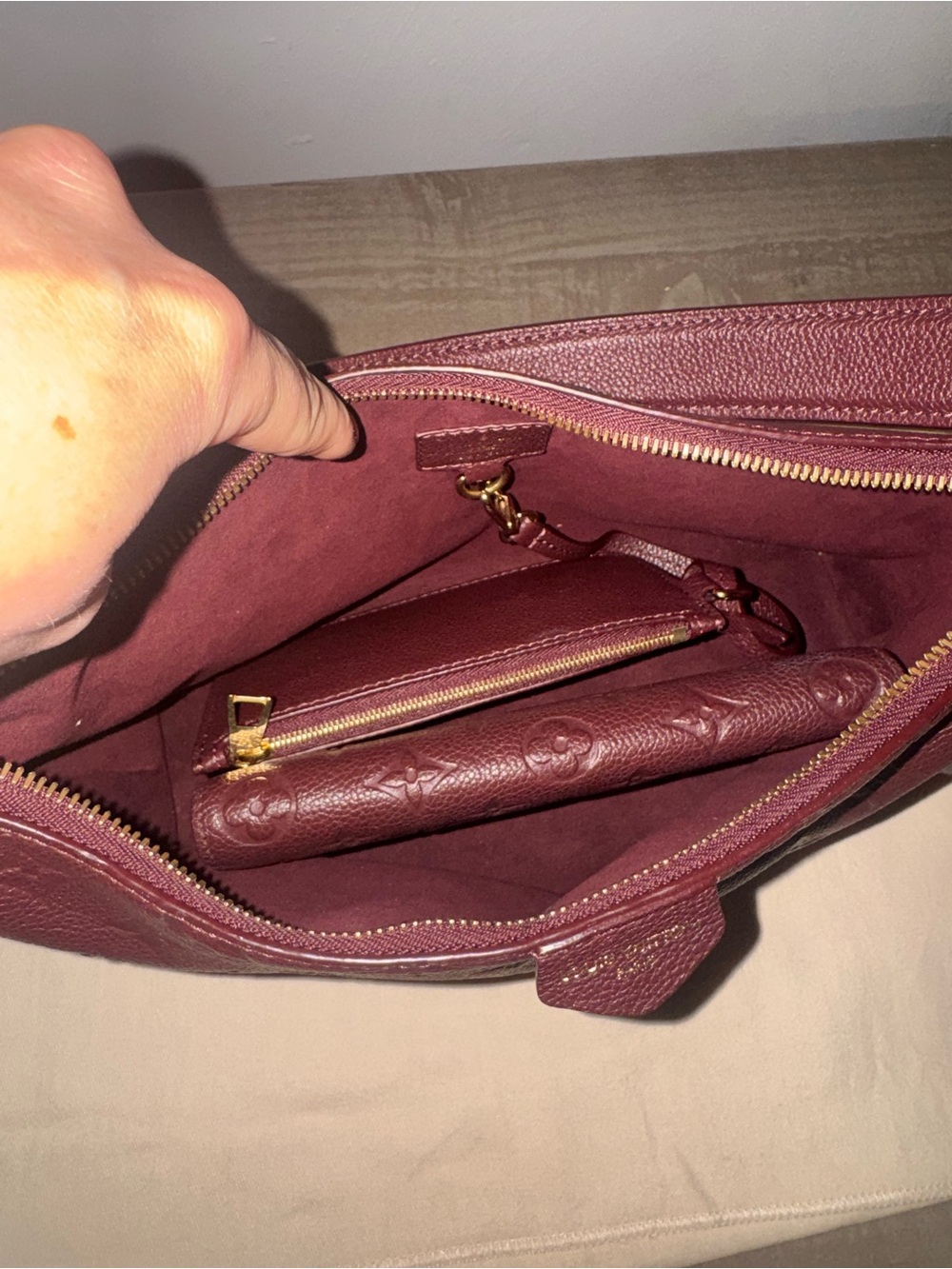 LOUIS VUITTON Authentic Sac Sport Purse PLUS Wallet & Coin Purse - Red/Wine - Picture 15 of 16
